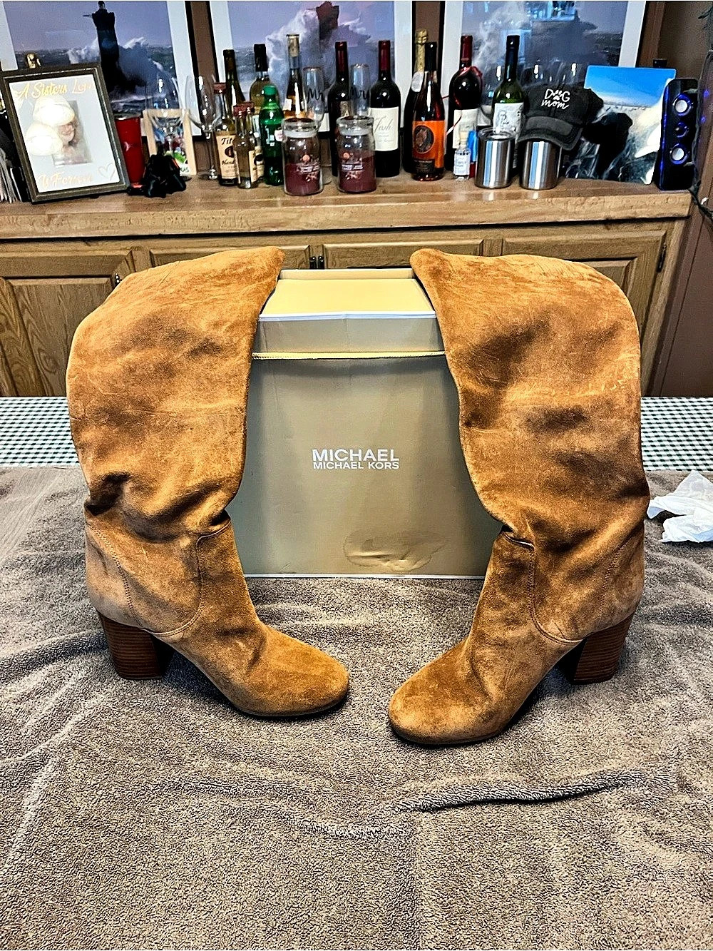Michael Kors Lewis Boot Over-the-Knee Boots Brown US 9M